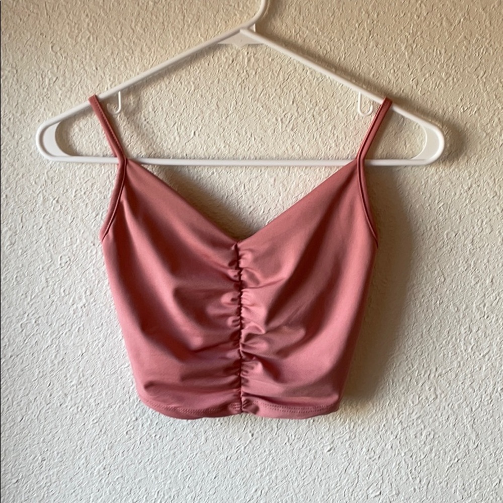 pink cropped tank top